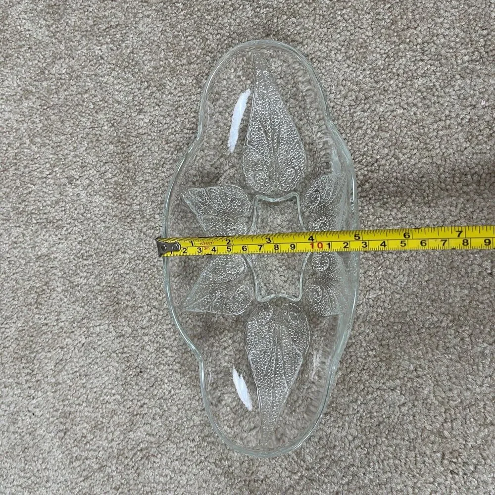 VTG Clear Glass Anchor Hocking Oblong Relish Dish & Grape Dessert Dish Set Of 2